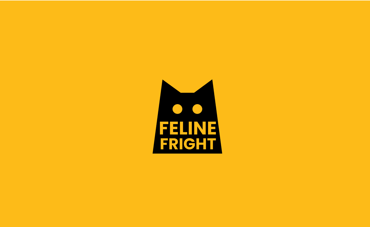 Feline Fright black logo against a yellow background.